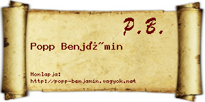 Popp Benjámin névjegykártya