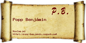 Popp Benjámin névjegykártya